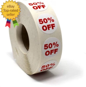 50% Percent off Mark down Dot Stickers, 3/4" round Self Adhesive Retail Circle L - Picture 1 of 12
