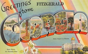 # M3565 FITZGERALD, GA. CARTA GRANDE LINO POSTAL, - Imagen 1 de 2