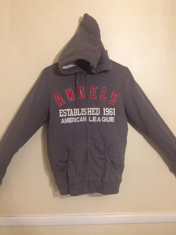 STK 918 Gray Anaheim Angels Soft As A Grape Zip Hoodie Sweatshirt Womens Medium Cover