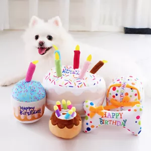 Dog cat birthday cake gift Sound Fun toy dog plush toy pet supplies - Picture 1 of 21