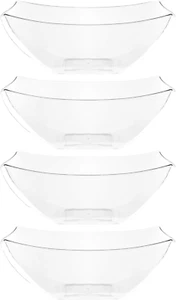 Disposable Square Serving Bowls, Party Snack or Salad Bowl, Plastic Clear or Whi - Picture 1 of 9