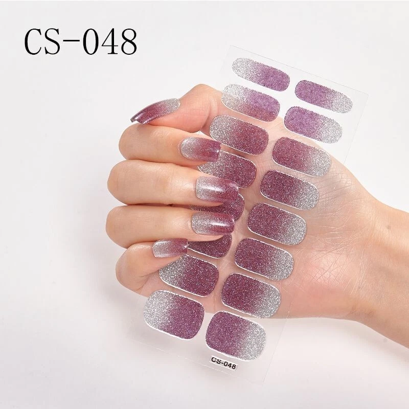 Nail Art Stickers Self-Adhesive DIY Wraps Full Cover Gel Polish Glitter (CS48)