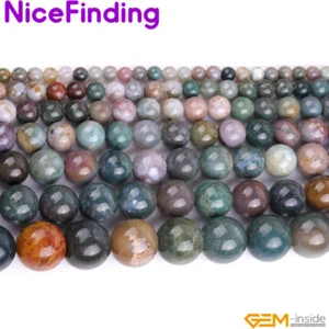 Cuentas de piedras preciosas redondas naturales de ágata india para hacer joyas cuentas sueltas de 15 - Imagen 1 de 66