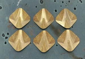 Vintage Art Deco Rounded Square Brass Stampings - Set of 6 - D-3 - Picture 1 of 6