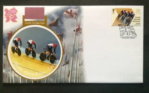 GB Buckingham 2012 Ciclismo Oro Olímpico: Estampilla de pista en la cubierta del primer día, E20 SHS - Imagen 1 de 2