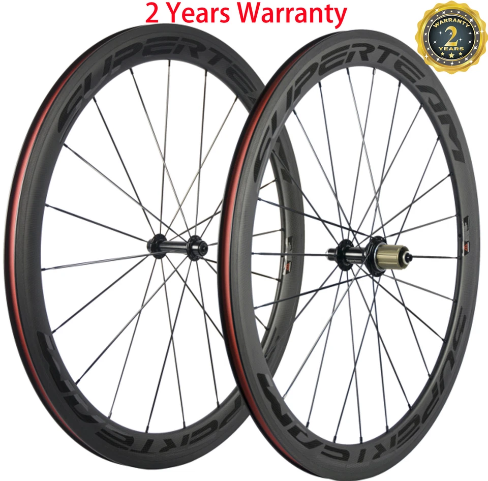 Superteam Road Bike Wheels 50mm Carbon Fiber Wheelset Clincher Bicycle Wheelset
