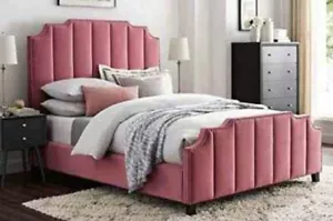 Plush Velvet line style Bed !!! AVAILABLE WITH FAST AND FREE DELIVERY !!!! - Picture 1 of 2