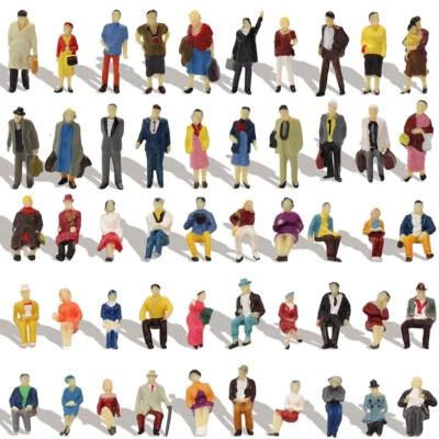 100pcs HO Scale Seated Standing People 1:87 Figures Passenger 50 Different Poses - Image 1 of 4