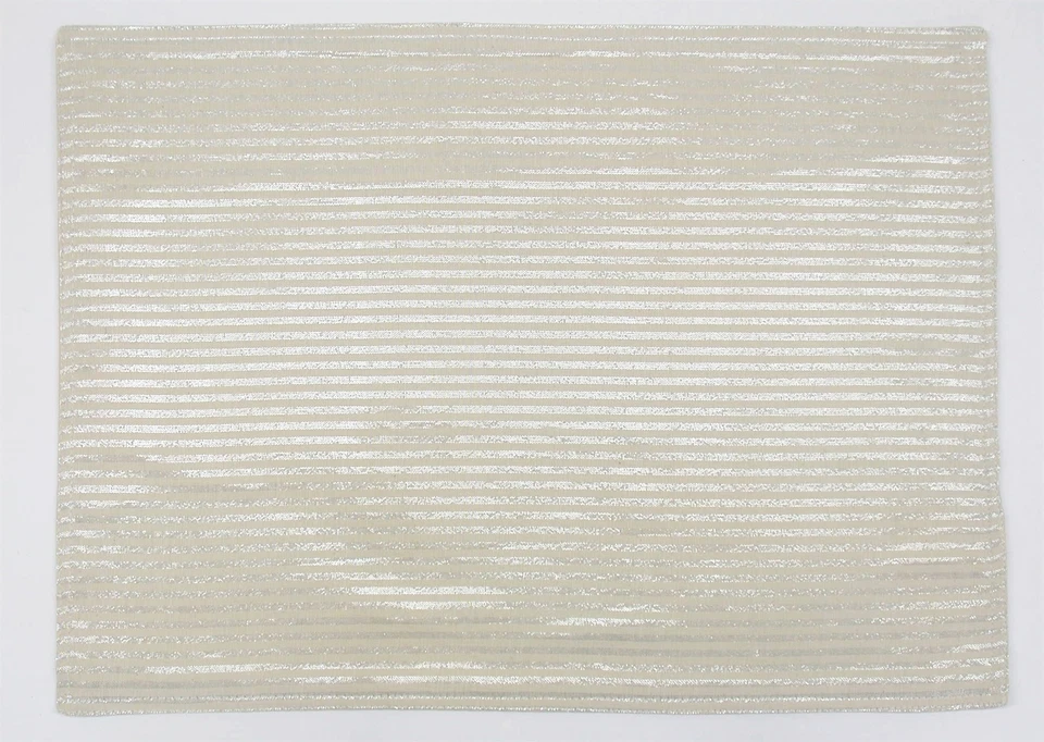 (4) Cotton Park Cottage Reversible Placemats ~ Metallic Platinum Stripe 13x18NEW - Image 1 of 1