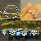 1Ct Sapphire Diamond Eternity Wedding Ring 14K White Gold Over Round Cut Band