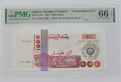 2005 ALGERIA "COMMEMORATIVE" 1000 DINARS PMG66 EPQ GEM UNC {P-143a} - Image 1 of 4