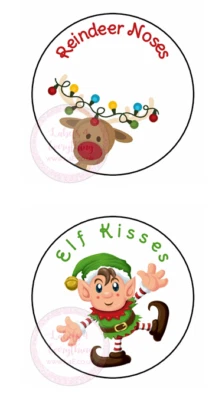 LABELS4EVERYTHING Christmas Xmas Elf Reindeer Chocolate Cone Stickers Labels Seals Xmas Eve Box