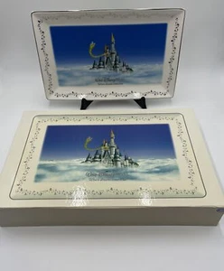 Brand New! Walt Disney Large Rectangle Plate Cinderella Castle & Tinkerbell - Picture 1 of 9
