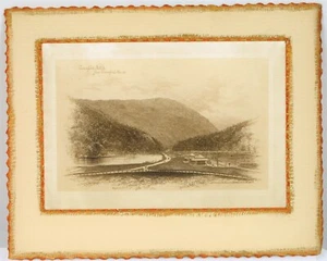 1887 ROBINSON SILK ENGRAVING CRAWFORD NOTCH FROM CRAWFORD HOUSE NEW HAMPSHIRE - Picture 1 of 4