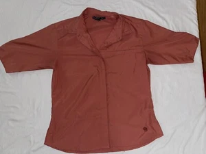 Mountain Hardwear Womens Shirt Short Sleeve Hiking Button Nylon Orange Sz 8 - Picture 1 of 3