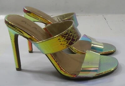 Gold Metallic 4.5"High Stiletto Heel open Toe SLIP ON  Shoes women Size 6.5 - Image 1 of 4