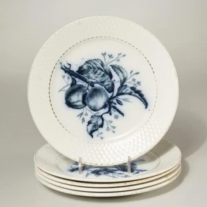 Set 5 Petrus Regout Maastricht Dutch Flow Blue Fruit Plates 7.5" Antique 19th C - Picture 1 of 10