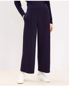 Lou & Grey Wide Leg Fleece Pants Size XL Pintucked Signature Soft Navy Blue NWT - Picture 1 of 4
