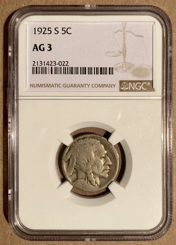1925-S NGC AG3 Buffalo Nickel 5c - San Francisco Mint Cover