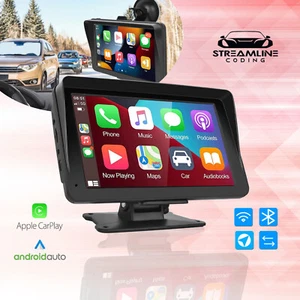 7" Portable Wireless Apple Carplay Android Auto Car Stereo for All Vehicles - Picture 1 of 24