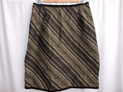 J Jill Knee Length A Line Skirt Brown Wool Blend Textured Size 10P Petite EUC - Image 1 of 4