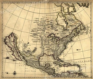 1680s Early Map of North America - New Mexico - English Empire - 20x24