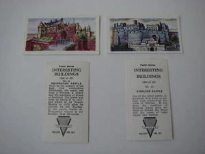 RARE STIRLING & EDINBURGH CASTLE TYPE CARDS BY ABC  CINEMA, NUMBER 9 & 10  - Picture 1 of 3