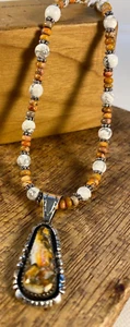 H. Spencer Native American Navajo Artisan: Ocean Jasper Pendant & Necklace - Picture 1 of 5