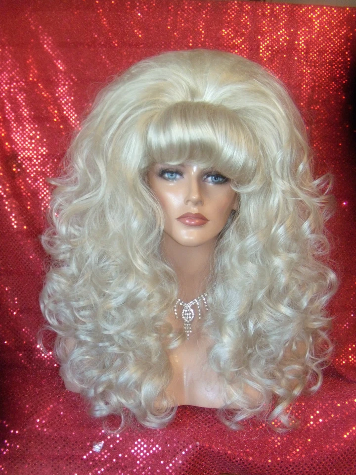BIG HOT SEXY DRAQ QUEEN WIG ALL COLORS SASSY LONG FLUFFY CURLS SOFT THICK BANGS - Image 1 of 1