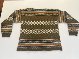 Vintage Handknit Nordic 100% Wolle Pullover Herren 44 S/M Unisex Fair Isle Scandinavian - Bild 1 von 12