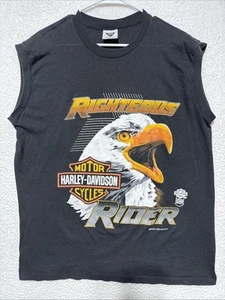 Camiseta Harley Davidson Vintage Años 80 Para Hombre Talla L Sin Mangas Negra Usada Motociclista - Imagen 1 de 9