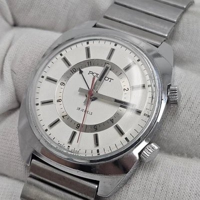 Vintage Soviet Stainless Wristwatch POLJOT Alarm Mechanical Mens Watch USSR - Image 1 of 4