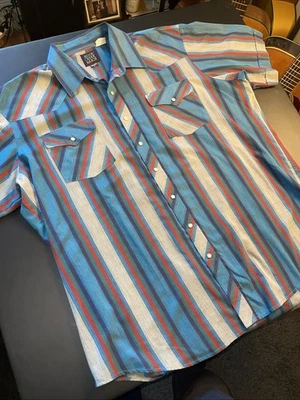 Vintage Rock Creek Ranch Multicolor Pearl Snap Western Cowboy Short Sleeve 18 XL - Image 1 of 4