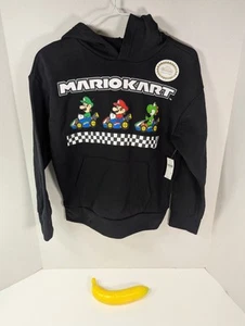 Mario Kart Black Boys Kids L (10-12) Sweatshirt Pull Over Hoodie Old Navy NWT - Picture 1 of 8