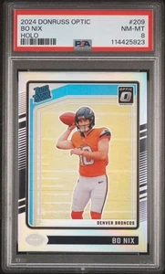 2024 Donruss Optic - Rated Rookie Bo Nix #209 Holo Prizm (RC) NM-MT PSA 8 - Picture 1 of 2