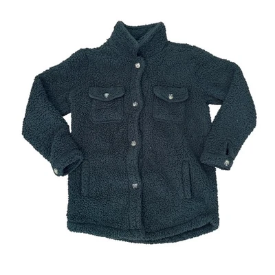 Lee Sherpa Jacket Womens Medium Button Front Olive Green Cozy Warm Outerwear - Image 1 of 4