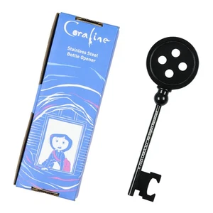 Abridor de botellas de cerveza de acero inoxidable con llave de botón de película de otro mundo Coraline - Imagen 1 de 4