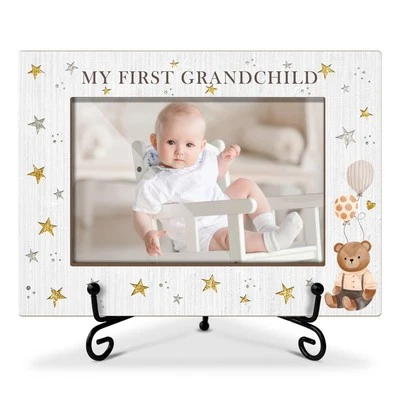 Moldura de madeira para foto do meu primeiro neto presentes de dia das mães presentes de amor para grandes... - Imagem 1 de 4