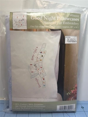 Par de fundas de almohada bordadas estampadas TOBIN BUENAS NOCHES T232045 Foto 1 de 2