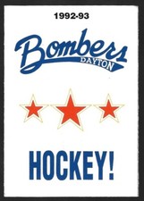 RARE 1992-93 Dayton Bombers ECHL Hockey Schedule !!! Miller