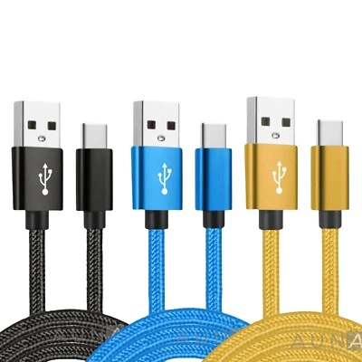 3 Pack USB C To USB A Cable Charger Cord Braided Fast Charging Type C Cable - Image 1 of 4