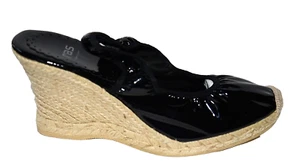 NEW $275 RAS SPAIN Black Patent leather Wedge Shoes Sandals 41 11 ESPADRILLES - Picture 1 of 4