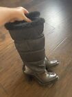 $240 Michael Michael Kors Black Quilted Puffer Faux Fur Leather Boots Size 7.5