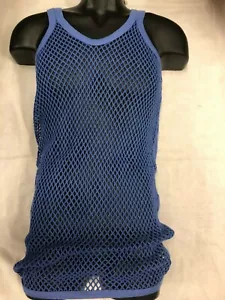 BLUE STRING MESH FISHNET - VEST - UNISEX - 100% COTTON - Picture 1 of 1