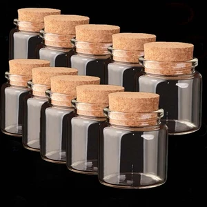 10 piezas 50 ml 47x50 mm botellas pequeñas de vidrio transparente con tapa de corcho vial vacío transparente - Imagen 1 de 4