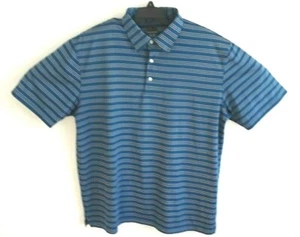 Men's Greg Norman 2XL Golf Polo Shirt Blue White Black Stripe Pin Point Collar - Picture 1 of 6