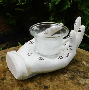 Palmistry Hand Palmist's Prediction White Chiromancy Hand Candle Holder Ornament - Picture 1 of 9