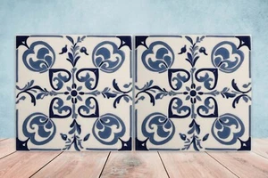 Azulejos de pared de cerámica griega - Juego de 2 azulejos de arte de cerámica para salpicadero de cocina para baño - Imagen 1 de 3