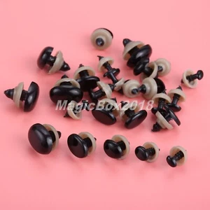 20/40Pcs Plastic Black Oval Safety Eyes Noses 5 Size Doll Puppet DIY Handmaking - Picture 1 of 13