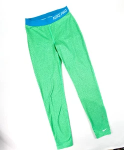 Nike Pro Girls Leggings XL Compression Running Dri-Fit Turquoise & Green 679445 - Picture 1 of 8